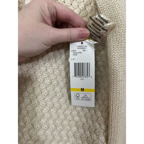 Jones New York Womens Long Sleeve Cream Wool Blend Cardigan Sweater SIze Medium - Picture 8 of 9